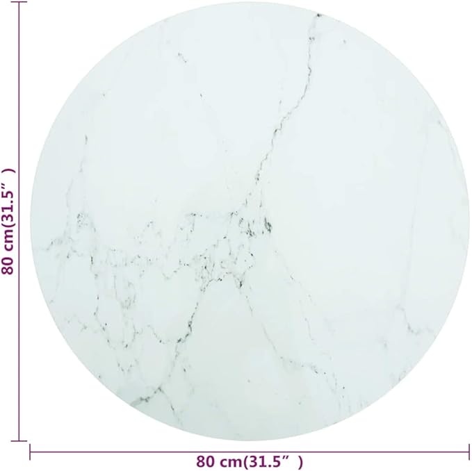 31.5" Round Tempered Glass Table Top, Marble Pattern, Scratch & Heat Resistant, Easy Clean, Indoor/Outdoor