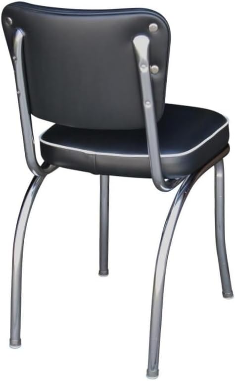 HomeStock Diner Chair - Vinyl Seat, Chrome Frame - Fully Assembled Bistro Kitchen Chair Black