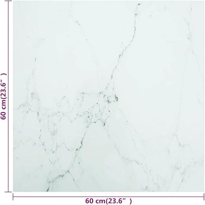 23.6" Square White Tempered Glass Table Top, Marble Design, 0.2" Thick, 11.82 lbs, Scratch-Resistant, for Dining/Living Room or Small Apartment