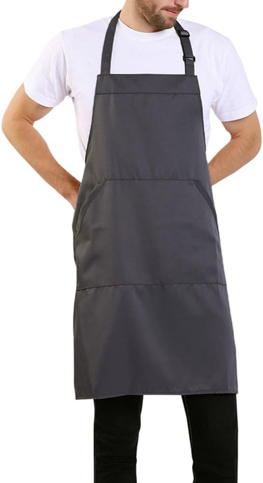 BIGHAS Adjustable Bib Apron with Long Ties for Women Men 18 Colors Chef Kitchen Cooking