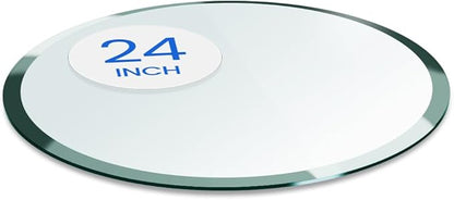 Dulles Glass 24 inch Round Glass Table Top - Tempered - 1/4" Thick Glass Surface, Safe Beveled Edge, Multipurpose for Dining Table, Patio, Coffee and End Table