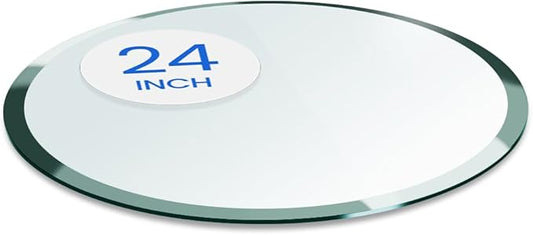 Dulles Glass 24 inch Round Glass Table Top - Tempered - 3/8" Thick Glass Surface, Safe Beveled Edge, Multipurpose for Dining Table, Patio, Coffee and End Table