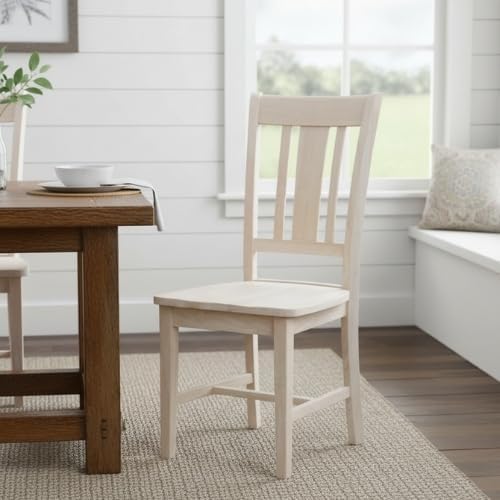 International Concepts San Remo Slat Back Chairs, Solid Parawood, Unfinished (Set of 2)