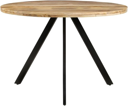 Solid Mango Wood Dining Table 43.3"x29.5" Kitchen Island Table with Iron Base Brown and Black Counter Height Narrow Console for Dining Room Furniture