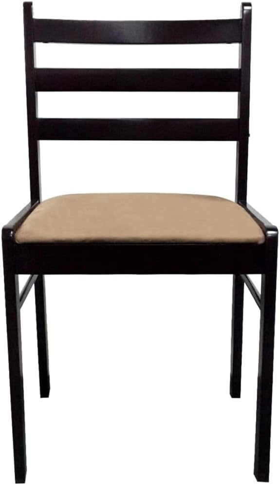 Farmhouse Dining Chairs Set of 4 Brown Solid Rubber Wood with Velvet Upholstered Seats Square Backrest Rustic Kitchen Furniture for Dining Room
