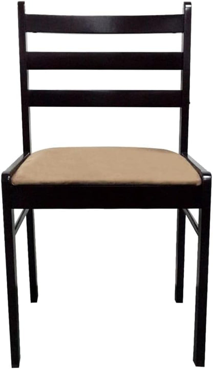 Farmhouse Dining Chairs Set of 4 Brown Solid Rubber Wood with Velvet Upholstered Seats Square Backrest Rustic Kitchen Furniture for Dining Room