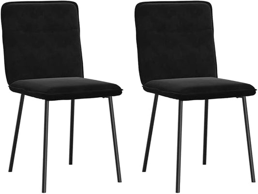Modern Velvet Dining Chairs Set of 2 Black Soft Fabric Upholstery with Sturdy Metal Frame for Dining Room Kitchen Living Room Accent Furniture