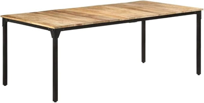 Industrial Solid Mango Wood Dining Table, 78.7-inch Rectangular Kitchen Island for 6 People, Natural Brown Finish for Dining Room Spaces