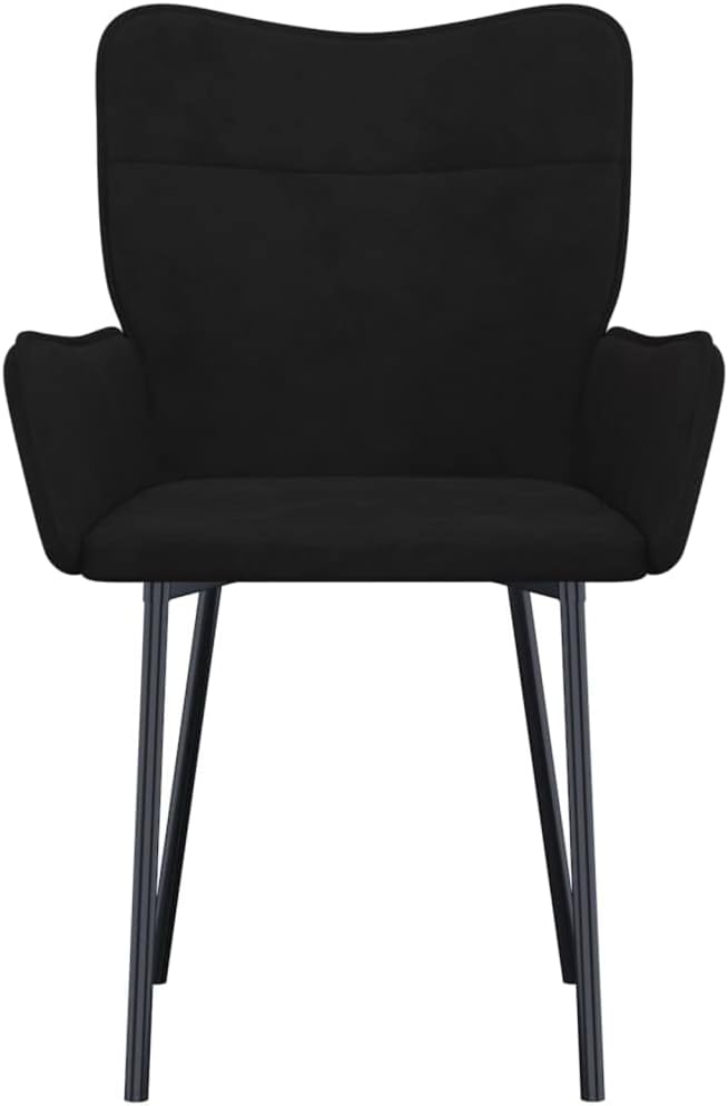 Modern Black Velvet Dining Chairs Set of 2 with Padded Armrests and Tapered Legs Ergonomic Design for Dining Room Kitchen and Comedor