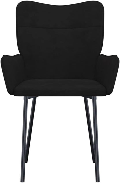 Modern Black Velvet Dining Chairs Set of 2 with Padded Armrests and Tapered Legs Ergonomic Design for Dining Room Kitchen and Comedor