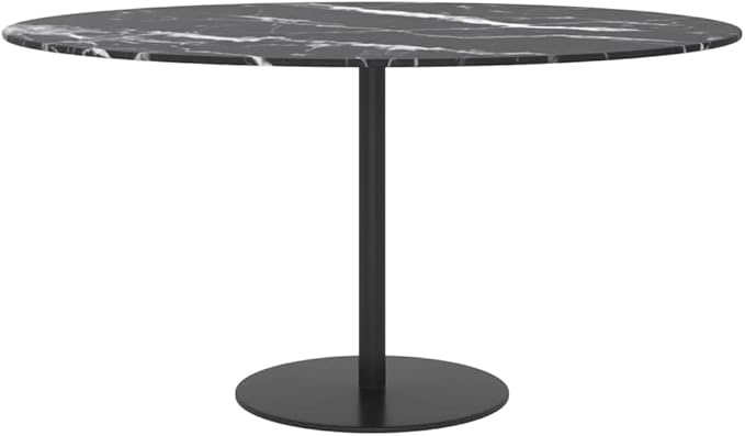 31.5" Round Marble Tempered Glass Table Top, 0.4" Thick Black Dining Surface, Heat-Tempered for Indoor & Outdoor Use, Modern Coffee or Tabletop for Patio, Kitchen & Small Dining Room