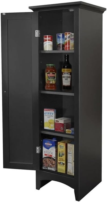 OS Home and Office Furniture 15" 1-Door Wood Kitchen Storage Pantry in Black