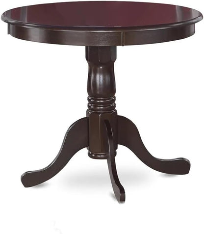 East West Furniture ANTI5-CAP-LC 5 Piece Dining Room Furniture Set Includes a Round Kitchen Table with Pedestal and 4 Faux Leather Upholstered Dining Chairs, 36x36 Inch, Cappuccino