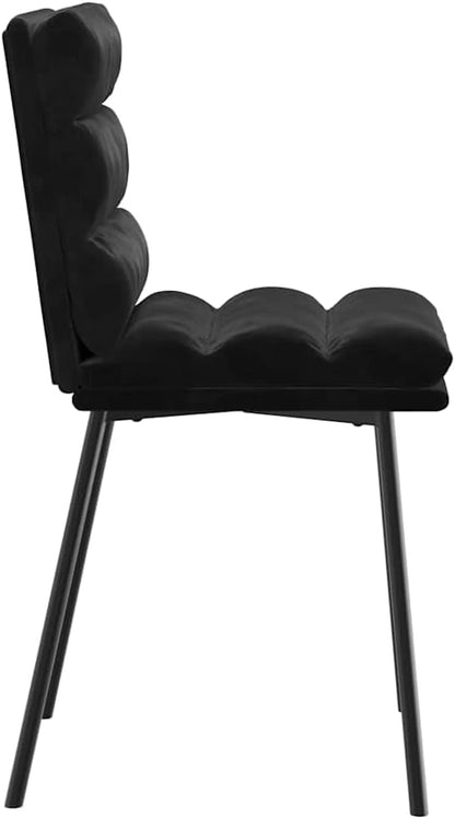 Modern Dining Chairs Set of 2 Black Velvet Upholstered Accent Chairs with Metal Frame for Kitchen Living Room Bedroom