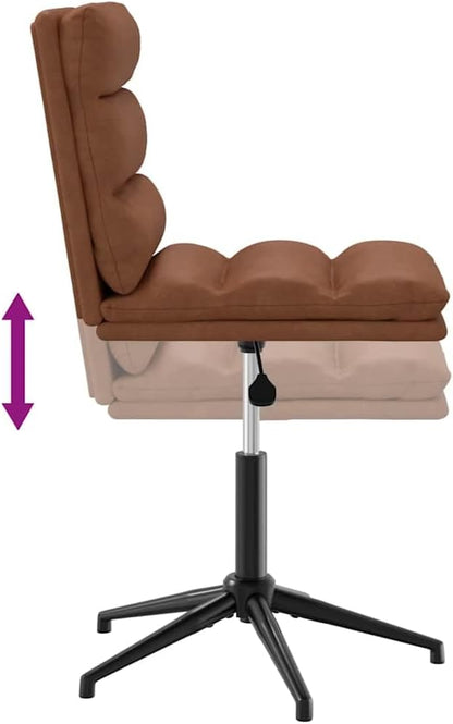 Brown Faux Leather Dining Chair with Adjustable Height - Modern Accent Chair for Kitchen Living Room Farmhouse - Sturdy Metal Wood Frame Comfortable Foam Seat