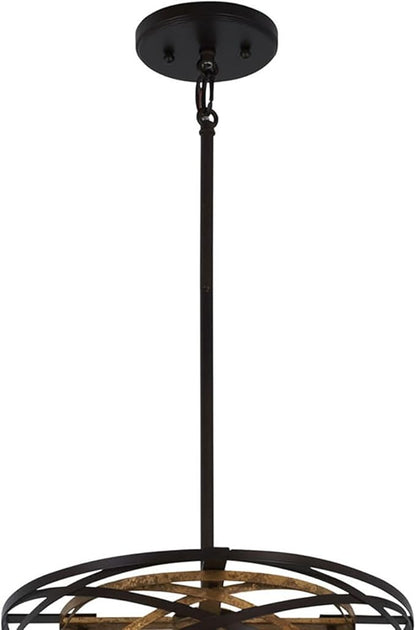 Minka Lavery 4672-111 Vortic Flow Pendant, 6-Light, 360 Total Watts, 14-in H x 24-in W, Dark Bronze with Mosaic Gold Interior