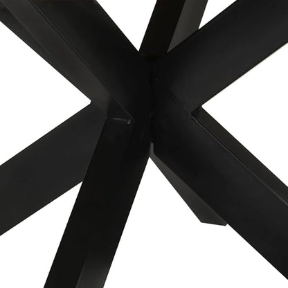 Large Round Solid Mango Wood Dining Table Black 59.1 Inch Diameter Rustic Finish for Dining Room Family Gatherings