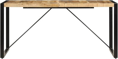 Solid Mango Wood Dining Table, Brown Black Powder-Coated Steel Frame, 63 Inch Rectangular Kitchen Table, Seats 6, Modern Dinner Furniture for Home Kitchen Spaces