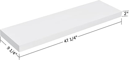 WELLAND 48 inch White Mission Floating Shelves for Wall, Bathroom and Bedroom, Modern Display and Book Shelves, Kitchen