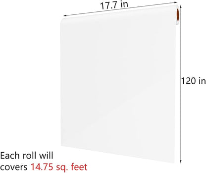 Decotalk White Contact Paper White Peel and Stick Wallpaper Self Adhesive SolidWhite Contact Paper for Cabinets 17.7"x120" Matte Vinyl Wrap Solid Color Wallpaper for Bedroom Removable Thick