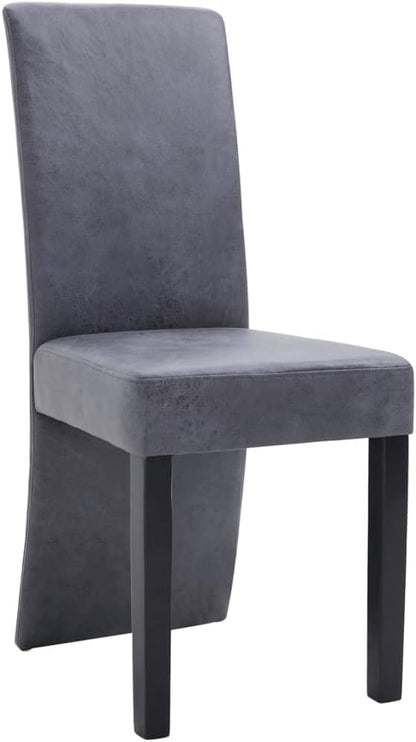 Modern Dining Chairs Set of 4 Gray Faux Suede Upholstery with Wooden Legs High Back Ergonomic Kitchen Furniture for Dining Room Living Room