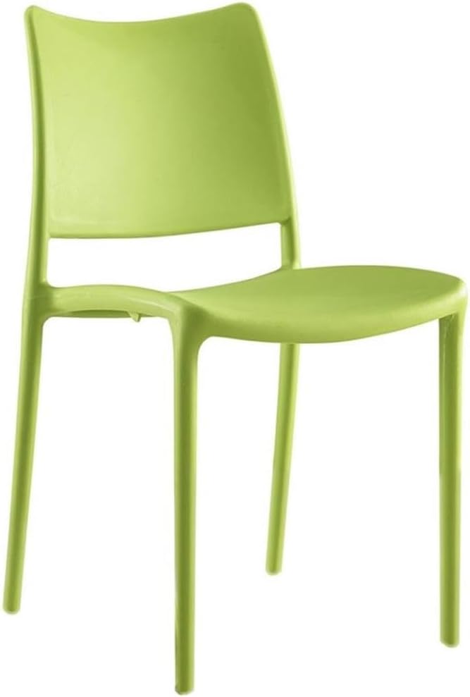 Modway Hipster Contemporary Modern Molded Plastic Stacking Dining Chair in Green