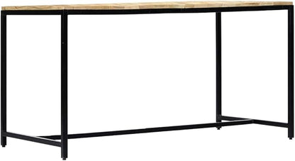 Industrial Solid Mango Wood Dining Table 55.1"x27.6"x29.5" Kitchen Table with Iron Legs Modern Narrow Wooden Furniture for Dining Room Kitchen Island