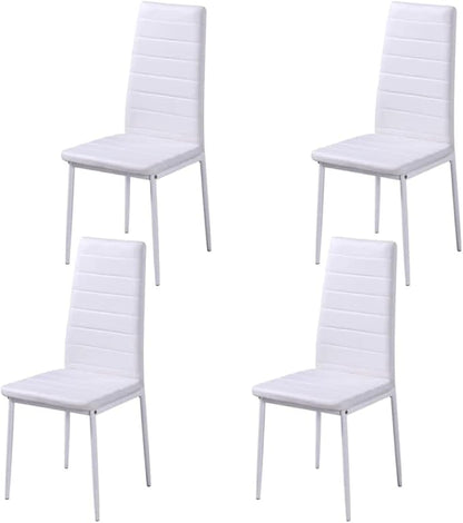 5-Piece Dining Table Set Black and White Modern Kitchen Table Set with Tempered Glass Top and Faux Leather Chairs for Small Spaces, Bistro Indoor, Living Room Furniture