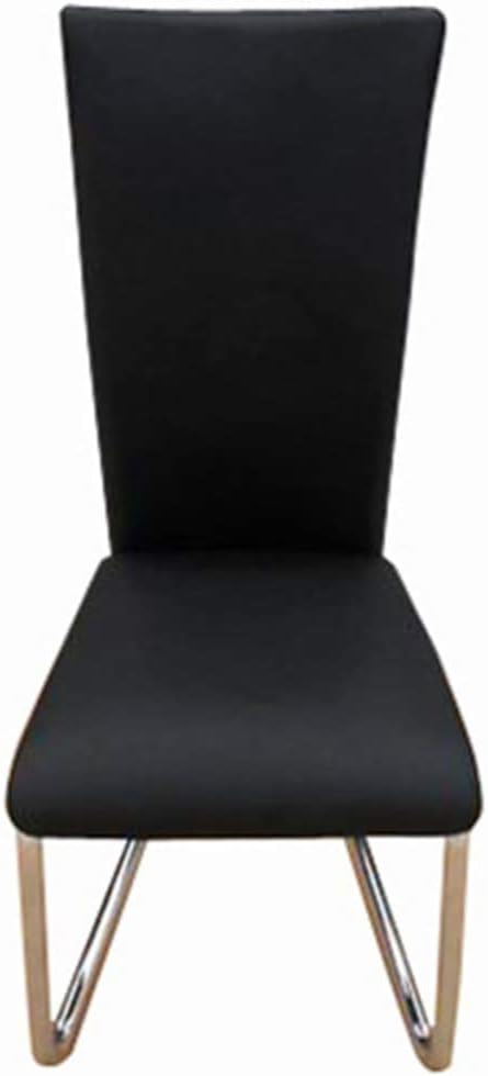 Modern Dining Chair Set of 2 Black Faux Leather Chrome Frame Compact 8.5x6.7x16 in Tufted Seat for Kitchen Dining Room Living Room Small Spaces