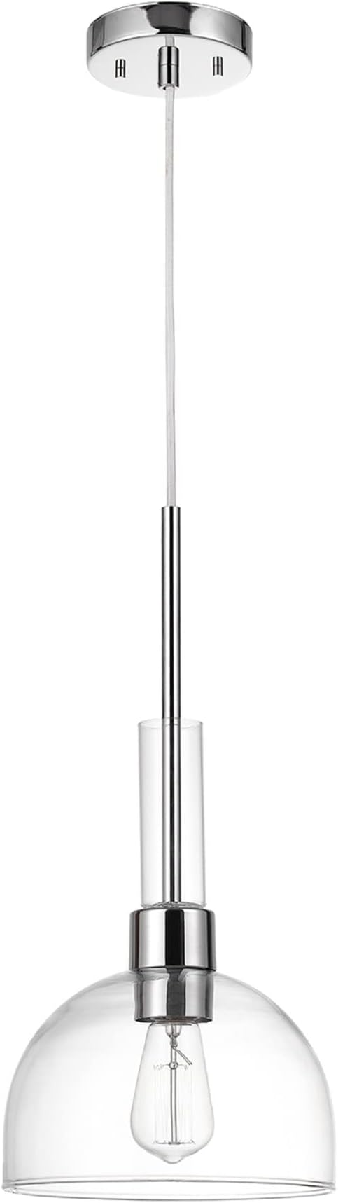 GLOBE Electric 60896 Tai 1-Light Pendant, Chrome, Clear Glass Shade, Bulb Not Included