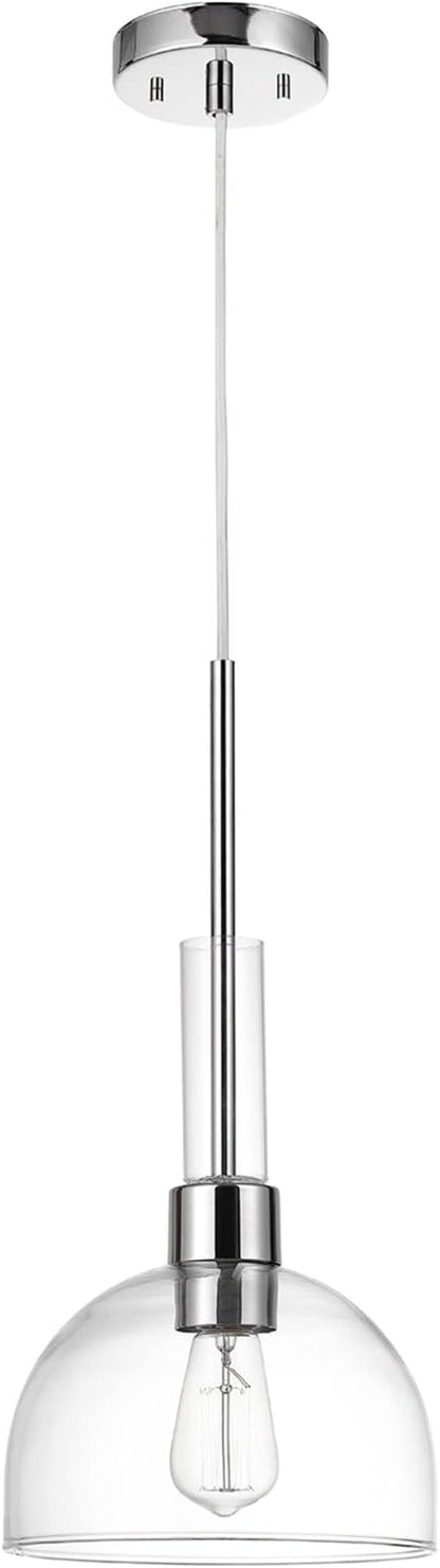 GLOBE Electric 60896 Tai 1-Light Pendant, Chrome, Clear Glass Shade, Bulb Not Included