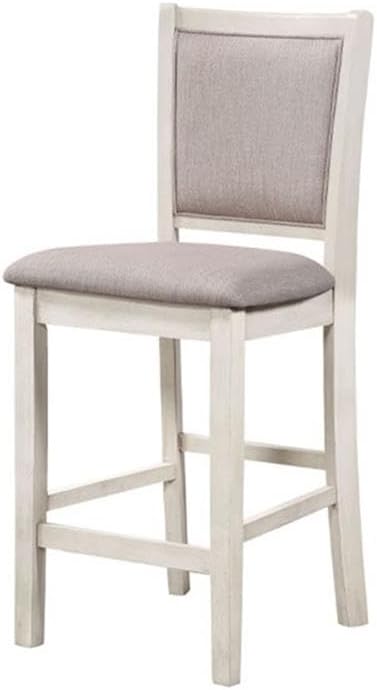 New Classic Furniture Amy Farmhouse Kitchen Counter Island Dining Table for 4 with Storage Shelf & USB Chargers, Beige and Brown
