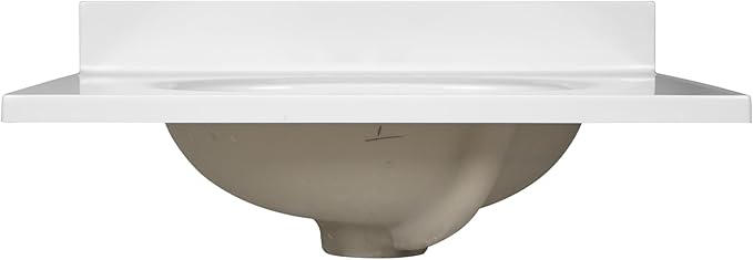Design House Vanity Top With Sink, 4-Inch Backsplash, Cultured Marble, Stain-Resistant, Pre-Drilled Centerset Holes, White, 25 in W x 19 in D x 10.4 in H, 586180