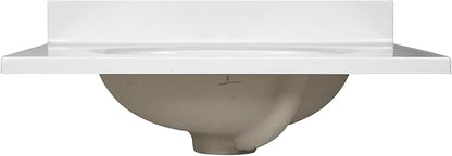 Design House Vanity Top With Sink, 4-Inch Backsplash, Cultured Marble, Stain-Resistant, Pre-Drilled Centerset Holes, White, 25 in W x 19 in D x 10.4 in H, 586180