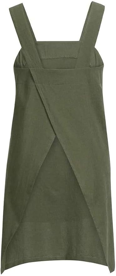 Cotton Linen Apron Cross Back Apron for Women with Pockets Pinafore Dress for Baking Cooking