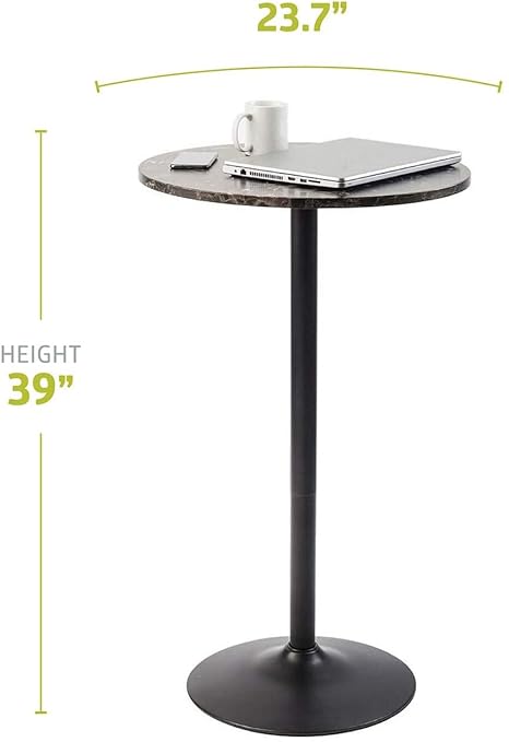 Pearington Round Bar and Pub Table with Faux Marble Top and Black Base, 1-Pack