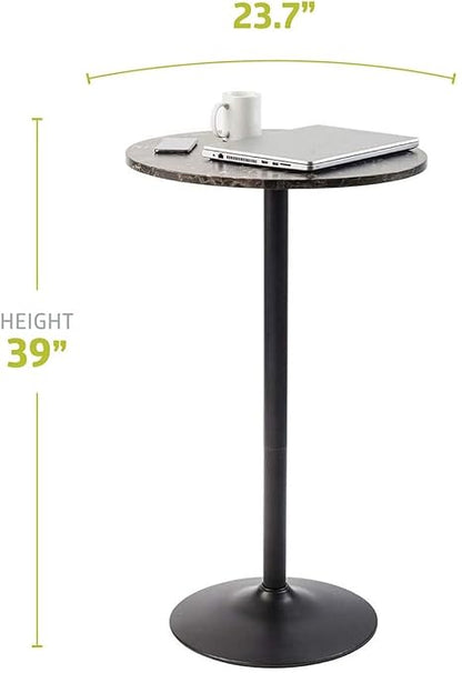 Pearington Round Bar and Pub Table with Faux Marble Top and Black Base, 1-Pack