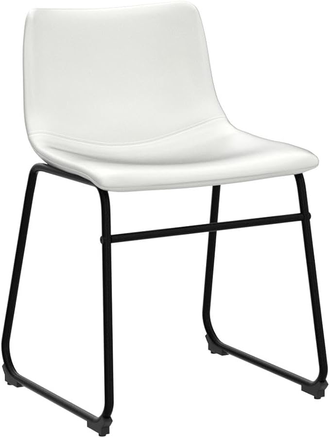 LEMBERI Faux Leather Dining Chairs Set of 2, 18 Inch Kitchen & Dining Room Chairs,Mid Century Modern Dining Chairs with Backrest and Metal Legs, Comfortable Upholstered Seat Chairs