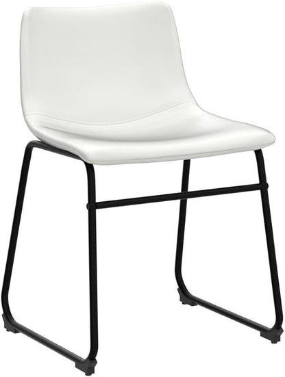 LEMBERI Faux Leather Dining Chairs Set of 2, 18 Inch Kitchen & Dining Room Chairs,Mid Century Modern Dining Chairs with Backrest and Metal Legs, Comfortable Upholstered Seat Chairs