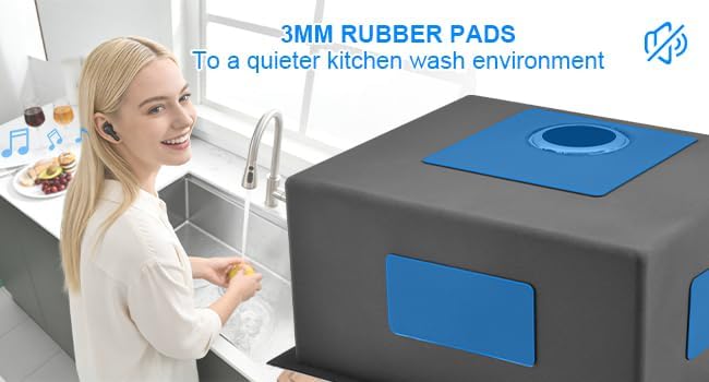 PEPO 33 Inch Black Undermount Kitchen Sink Workstation with Cutting Board & Accessories 16 Gauge Stainless Steel Hides Scratches NANO-PVD Finish 33x19x10 Deep Single Bowl