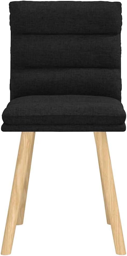 Modern Dining Chair Set of 2 Black Upholstered Side Chairs with Solid Rubber Wood Legs 16.3 in Seat Depth Compact 8.4x6.9x13.3 in for Kitchen Dining Room Living Room