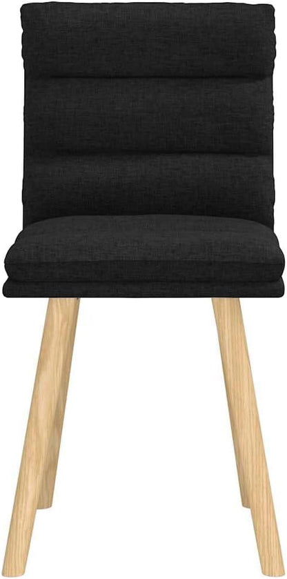 Modern Dining Chair Set of 2 Black Upholstered Side Chairs with Solid Rubber Wood Legs 16.3 in Seat Depth Compact 8.4x6.9x13.3 in for Kitchen Dining Room Living Room