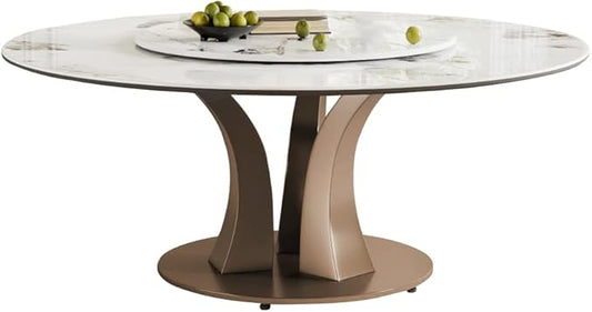 Modern Sintered Stone Dining Table for 6-8, Luxury Faux Marble Kitchen Table with Heavy-Duty Stainless Steel Base, Heat-Resistant Furniture for Dining Room (Table,59'')
