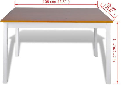 5-Piece Dining Table Set with Chairs, Small Kitchen Table Set for 4, Brown & White Lacquered Pine Wood Furniture, Compact Bistro Set for Dining Room, Kitchenette, Apartment