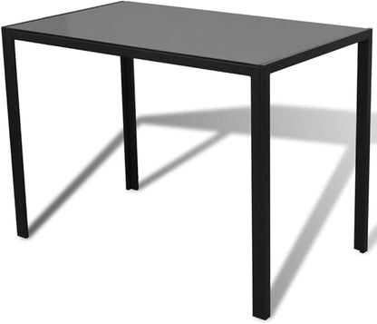 5-Piece Dining Table Set with Tempered Glass Top and Artificial Leather Chairs Black and White Modern Kitchen Table Set for Small Spaces, Bistro, Indoor Use