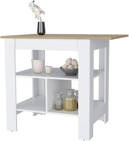GOWE Lisbon Kitchen Island, 3-Tier Shelf and Large Workstation