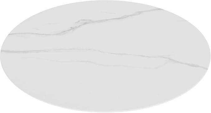 Round Table Top Multiple Sizes - Tempered Glass with Marble Design, Shatter-Resistant & Heatproof Surface Protector, Multipurpose for Dining/Coffee/Patio/End Table DIY Replacement (White, 30 inch)