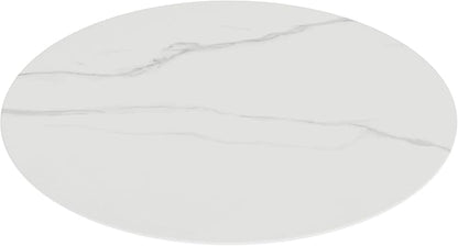 Round Table Top Multiple Sizes - Tempered Glass with Marble Design, Shatter-Resistant & Heatproof Surface Protector, Multipurpose for Dining/Coffee/Patio/End Table DIY Replacement (White, 20 inch)
