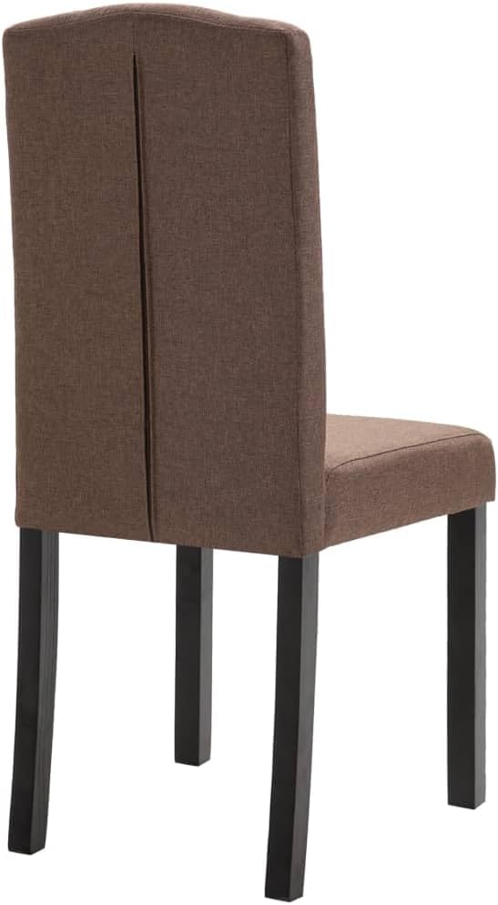 Dining Chair Set of 4 Brown Fabric Rubberwood Frame 8 x 6.5 x 14.7 in Ergonomic Modern Farmhouse Seating for Dining Room Living Room Kitchen