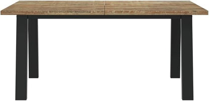 67x35 Industrial Brown Dining Table Solid Acacia Wood Top Steel Frame Rectangular Kitchen Dining Room Furniture Seats 6 for Family Gatherings Modern Home Office